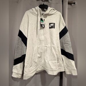 NWT XL Nike Air Retro Gray and Black Zip-Up Hoodie
